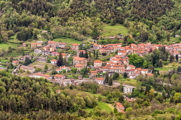 Fototapeta na wymiar Aerial view of little village Rasa, fraction of the municipality of Varese in Lombardy, Italy