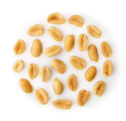 Set of peanuts nuts on a white background. The form of the top.