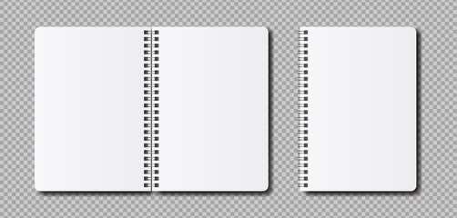 Vector realistic open notepad template. Mockup clean notebook for sketch or lettering.