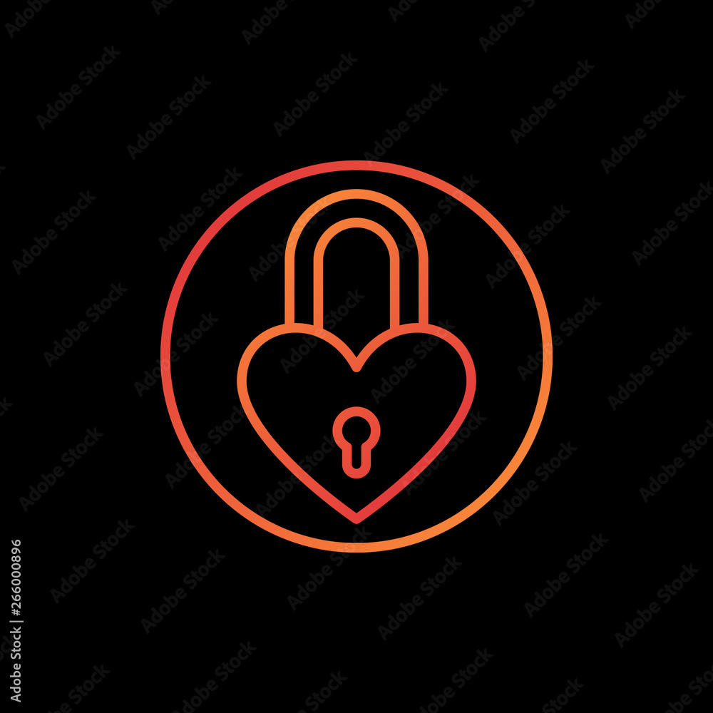 Aufkleber padlock in heart shape vector concept colorful outline icon. valentines day heart lock linear symbol