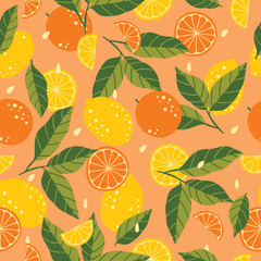 lemon and orange seamless pattern