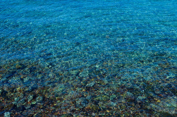 Naklejka na ściany i meble blue water background of sea, underwater