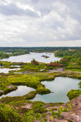 Fototapeta na wymiar Aeriel view of the beautiful lakes in Frog Hill- Tasek Gelugor, Malaysia.