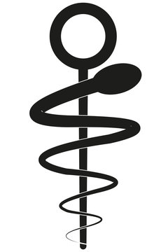 Icono de báculo y serpiente de farmacia.