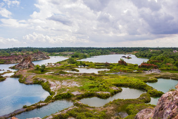 Aeriel view of the beautiful lakes in Frog Hill- Tasek Gelugor, Malaysia.