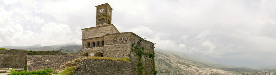 Fototapeta na wymiar Clock Tower, Gjirokaster Castle (fortress), Albania