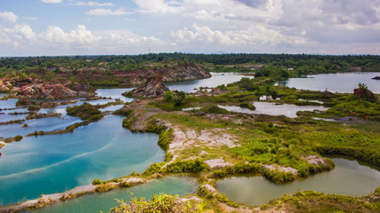 Aeriel view of the beautiful lakes in Frog Hill- Tasek Gelugor, Malaysia.