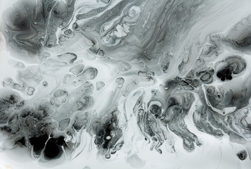 monochrome abstract marble background, mixing black white paints