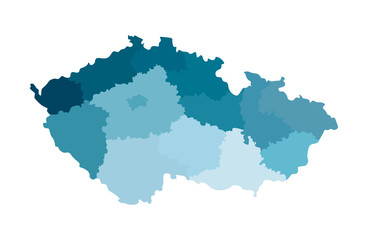 Fototapeta na wymiar Vector isolated illustration of simplified administrative map of Czech Republic. Colorful blue silhouettes