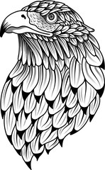 Vector illustration hand drawn of ornate eagle bird zen tangle.