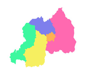 Vector isolated illustration of simplified administrative map of Rwanda. Borders of the regions. Multi colored