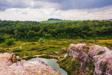 Fototapeta na wymiar Aeriel view of the beautiful lakes in Frog Hill- Tasek Gelugor, Malaysia.
