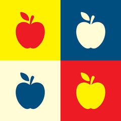 Apple icon. Yellow, blue and red color material minimal icon or logo design
