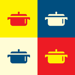 Pan icon. Yellow, blue and red color material minimal icon or logo design