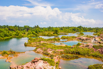 Fototapeta premium Aeriel view of the beautiful lakes in Frog Hill- Tasek Gelugor, Malaysia.