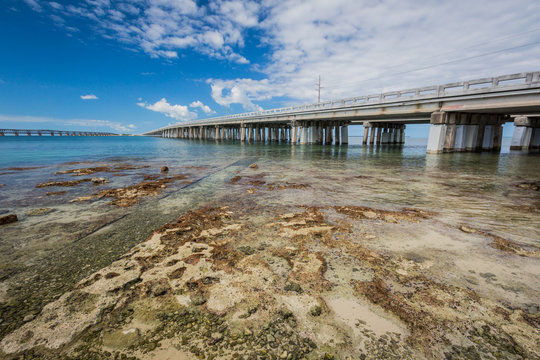 Seven Mile Bridge crosses water in Florida Keys