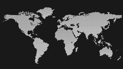 Fototapeta na wymiar Halftone dot pattern world map background design