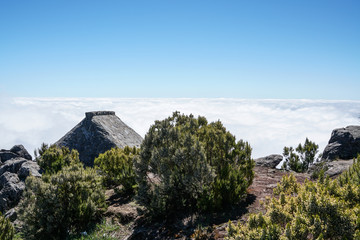 Landscape at Pico de Ruivo in Madeira island in a beautiful sunny day