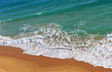 Top view of portuguese sandy beach