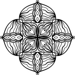 Abstract mandala design element. Coloring book page. Decorative round pattern.