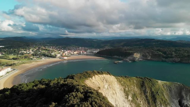 Aerial view of coast and beach in Gorliz and Plentzia, Basque country, Spain.