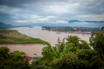 Fototapeta premium Golden Triangle at Mekong River, Chiang Rai Province