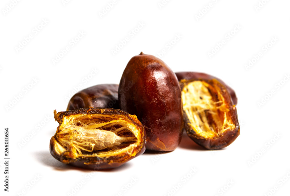 Poster fresh dates fruit dates on white background