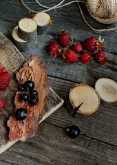 berry strawberry rustic wood