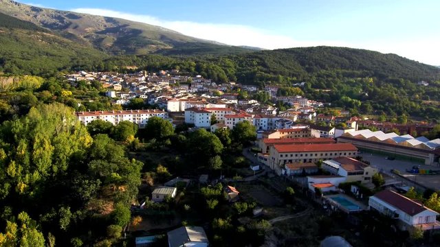 Candelario, village of Salamanca, Spain. 4k Drone Video