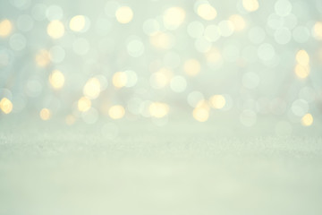 Christmas light background. Holiday glowing backdrop. Defocused Background With Blinking stars. Blurred bokeh.