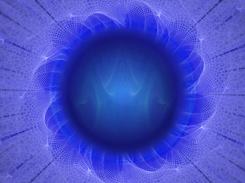 Modern blue abstract background with subtle pattern waves and fibers in white and creative space in the center for high lighting company names, slogans, dvertisement, message or texts