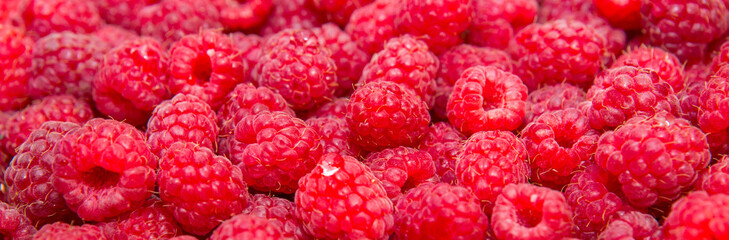 Wide Angle Background from fresh raspberry berries