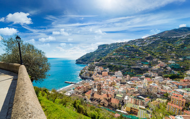 Aerial view of Minori, Amalfi Coast, Southern Italy.