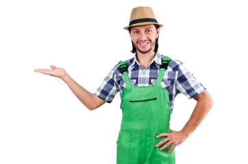 Young farmer isolated on white background