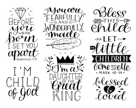 7 hand-lettering motivational bible quotes for kids and baby