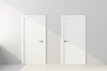 two white door in white wall