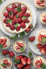 Cake with sliced strawberries