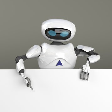 robot female searth in internet ,3d render.