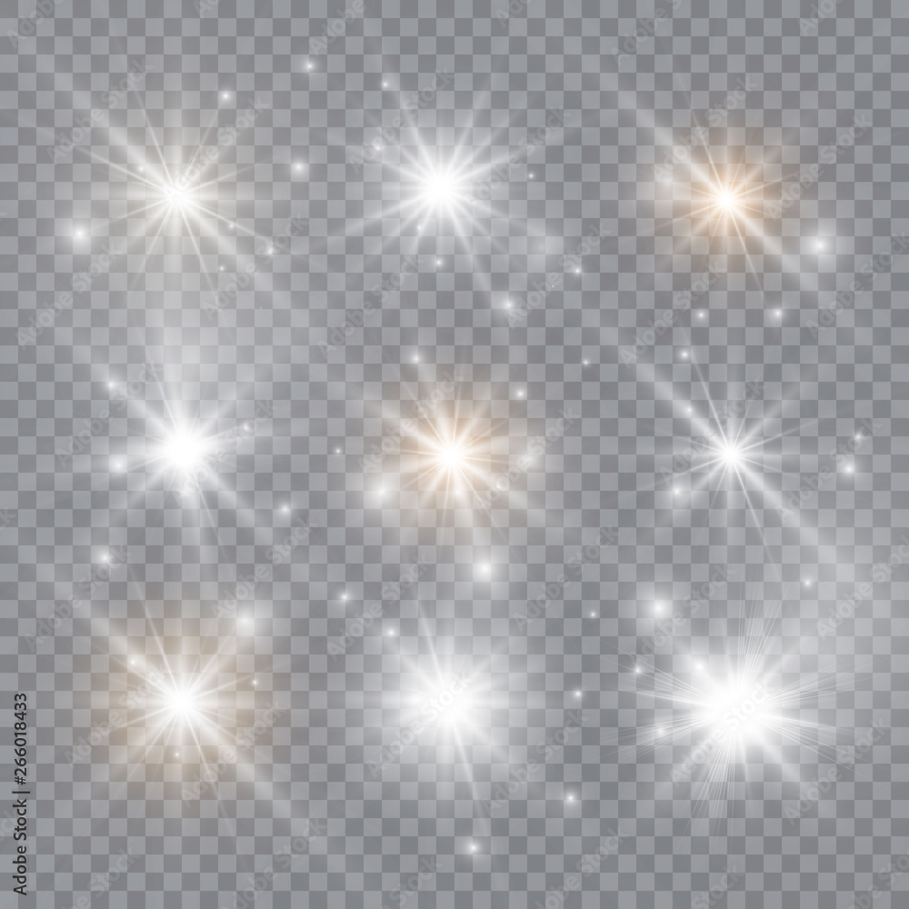 Aufkleber glowing light explodes on a transparent background. sparkling magical dust particles. bright star. v