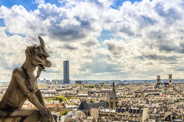 Gargoyle on Notre Dame Cathedral, Paris, France
