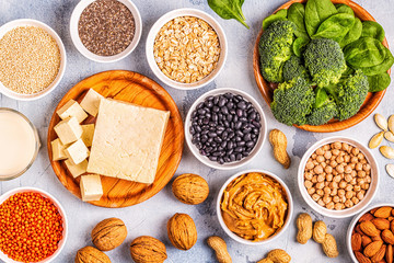 Healthy diet vegan food, veggie protein sources.