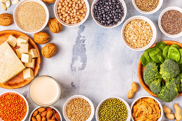 Healthy diet vegan food, veggie protein sources.
