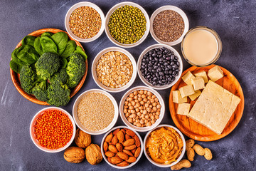 Healthy diet vegan food, veggie protein sources.