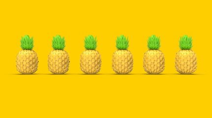 Pineapples Food Object 3D Rendering