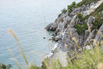 sea and rocks from above 