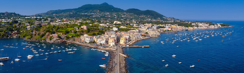 Fototapeta na wymiar Ischia town view from Aragonese castle. Italy
