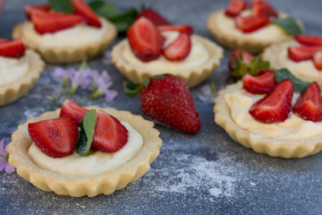 Mini strawberry tarts.