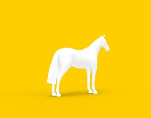 Fototapeta premium horse on isolated Yellow background 3d Rendering