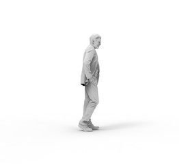 Man Standing on White Background 3D Rendering