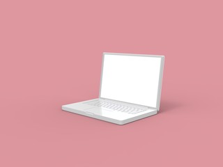 Laptop on Pink Background 3D Rendering